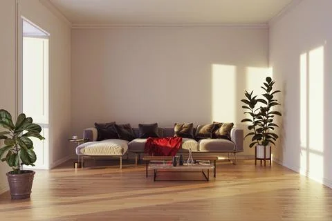 Living room 3d render Stock Illustration