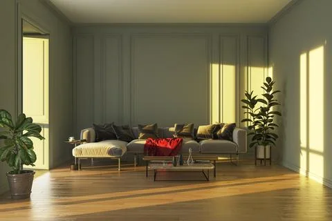 Living room 3d render Stock Illustration