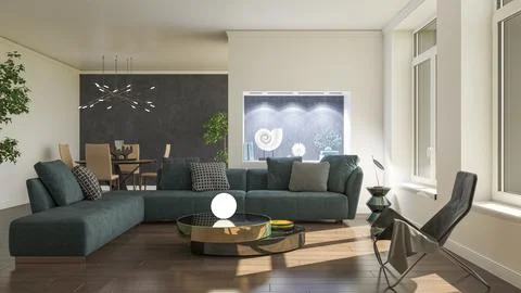 Living room 3d render Illustrazione stock
