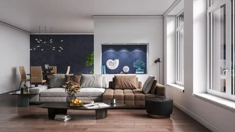 Living room 3d render Illustrazione stock
