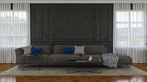 Living room 3d render Stock Illustration