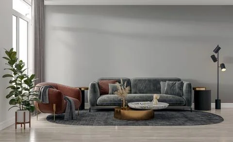 Living room 3d render Illustrazione stock