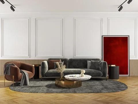 Living room 3d render Stock Illustration
