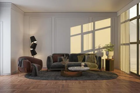 Living room 3d render Stock Illustration