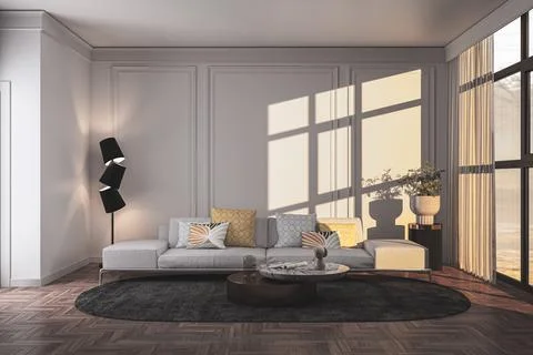 Living room 3d render Stock Illustration