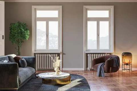 Living room 3d render Stock Illustration