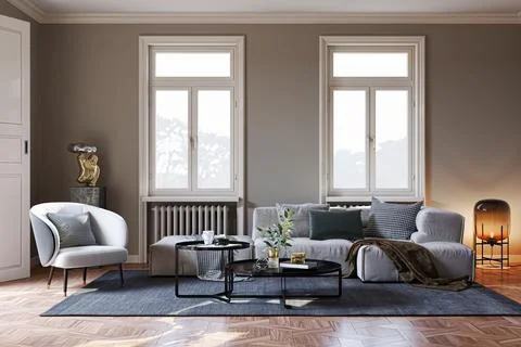 Living room 3d render Stock Illustration