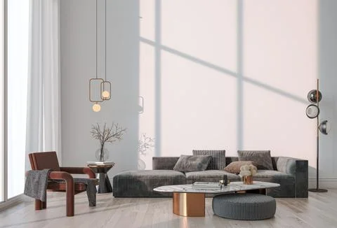Living room 3d render Stock Illustration