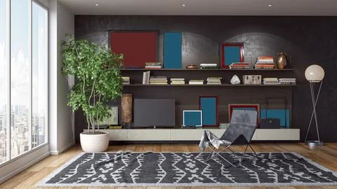 Living room 3d render Stock Illustration