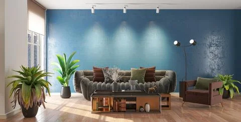 Living room 3d render Stock Illustration