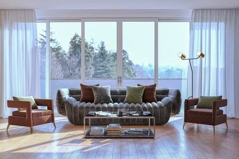 Living room 3d render Stock Illustration