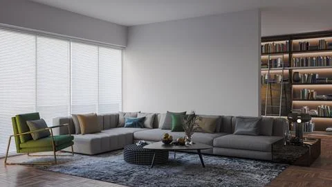 Living room 3d render Stock Illustration
