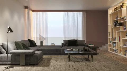 Living room 3d render Stock Illustration