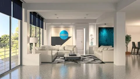 Living room 3d render Stock Illustration