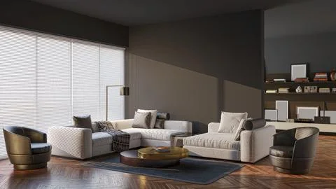 Living room 3d render Stock Illustration