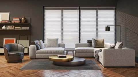 Living room 3d render Stock Illustration