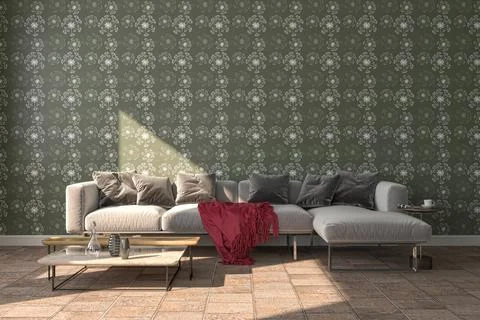 Living room 3d render Stock Illustration