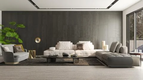 Living room 3d render Stock Illustration