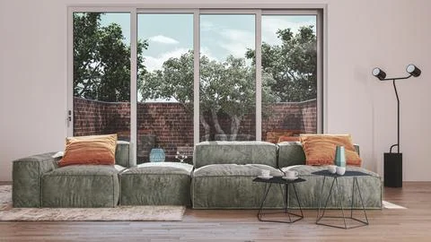 Living room 3d render Stock Illustration