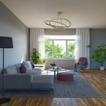 Living room 3d render Stock Illustration