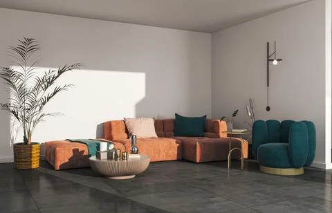 Living room 3d render Stock Illustration
