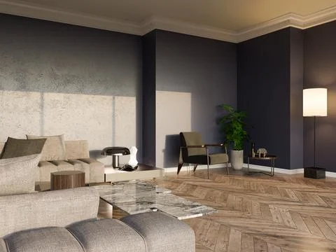 Living room 3d render Stock Illustration