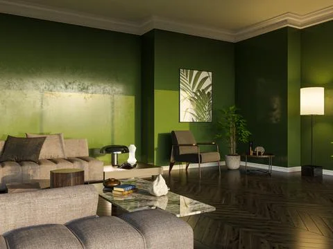 Living room 3d render Stock Illustration