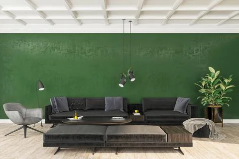 Living room 3d render Illustrazione stock