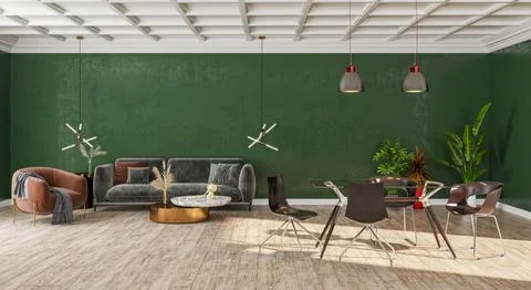 Living room 3d render Stock Illustration