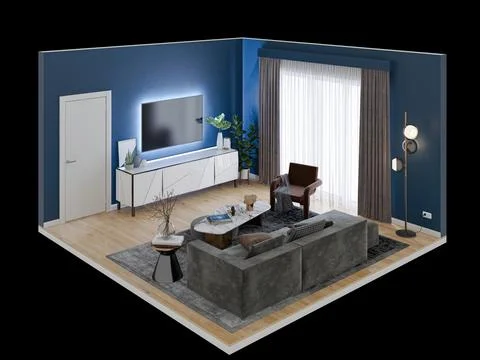 Living room 3d render Stock Illustration
