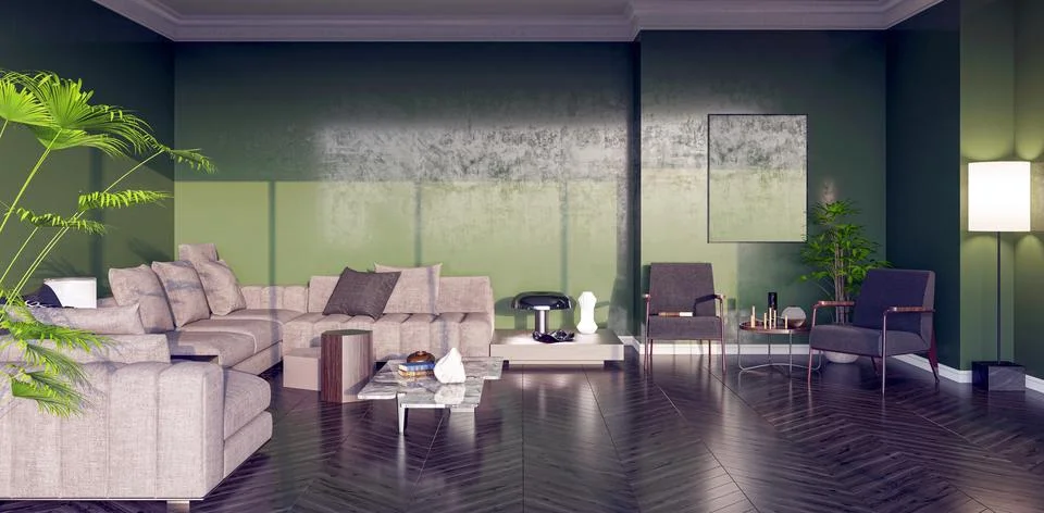 Living room 3d render Stock Illustration