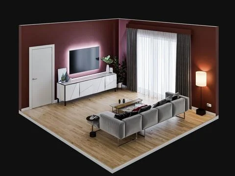 Living room 3d render Stock Illustration