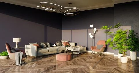 Living room 3d render Stock Illustration
