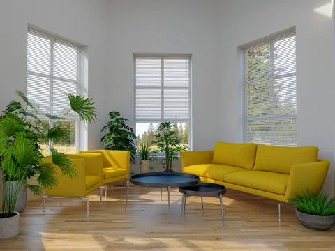 Living room 3d render Stock Illustration