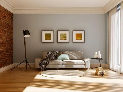 Living room 3d render Stock Illustration