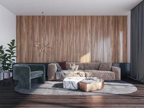 Living room 3d render Stock Illustration