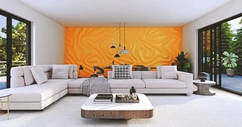 Living room 3d render Stock Illustration