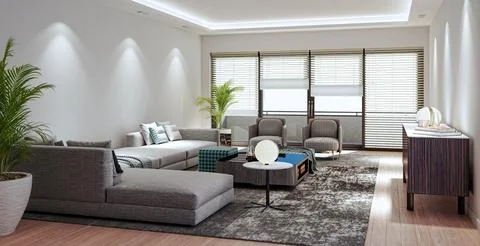 Living room 3d render Stock Illustration