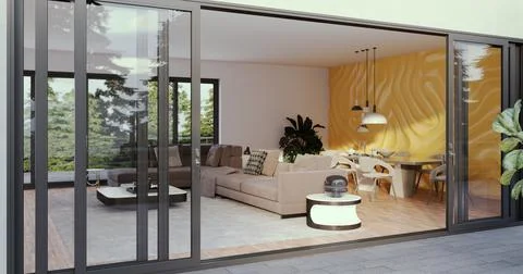 Living room 3d render Stock Illustration