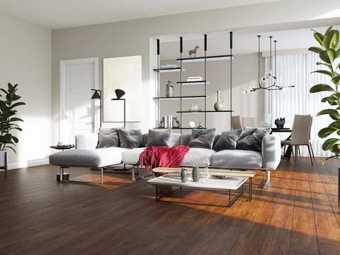 Living room 3d render Stock Illustration