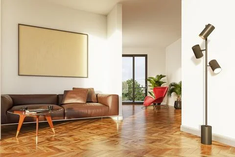 Living room 3d render Stock Illustration