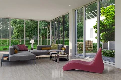 Living room 3d render Stock Illustration