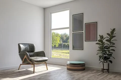 Living room 3d render Stock Illustration