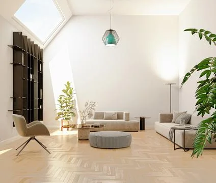 Living room 3d render Stock Illustration