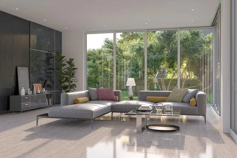 Living room 3d render Illustrazione stock