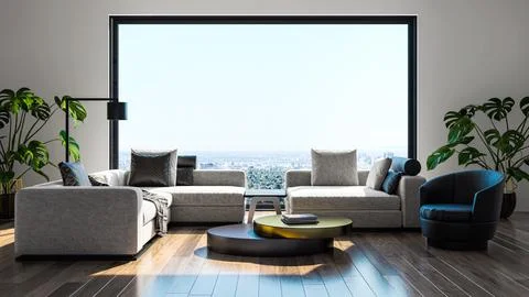 Living room 3d render Stock Illustration