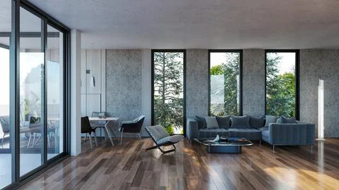 Living room 3d render Stock Illustration