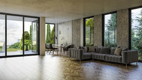 Living room 3d render Stock Illustration