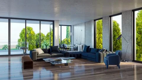 Living room 3d render Stock Illustration