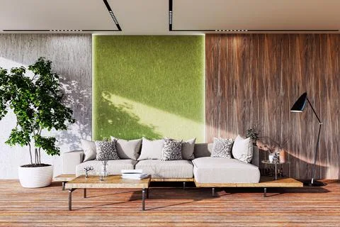 Living room 3d render Stock Illustration